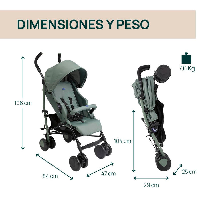 Chicco Echo Light Kinderwagen, Buggy von 0 Monaten bis 22 kg, verstellbare Rückenlehne, geräumiger S