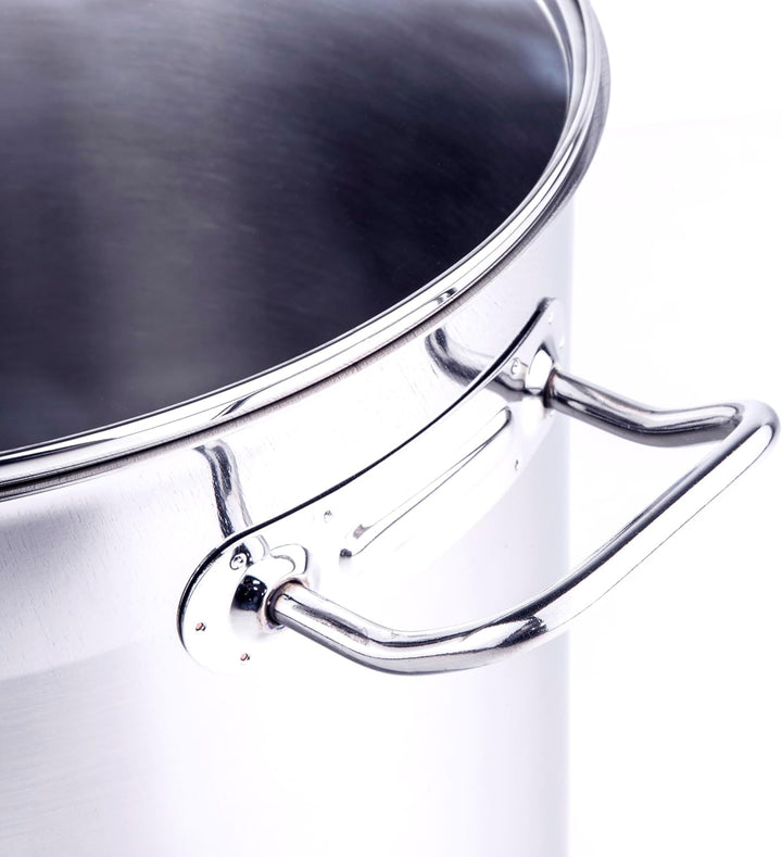 XXL-Set Profi Universalkochtopf Suppentopf Jumbotopf 10-20 Liter, Silber - für alle Herdarten auch I
