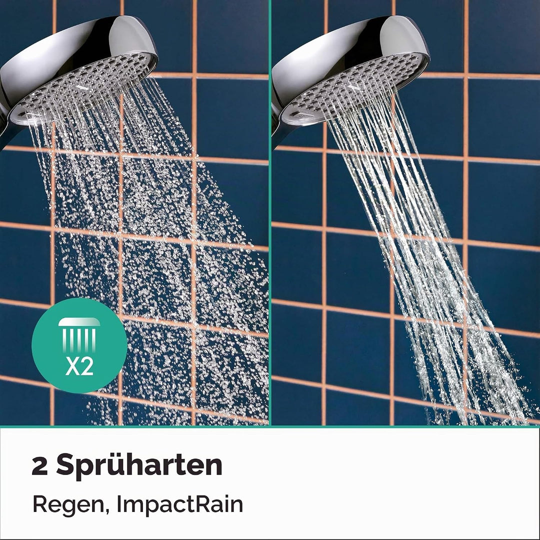 hansgrohe Activera Select S - Duschset mit Duschkopf wassersparend (EcoSmart, 2 Strahlarten), Duschs