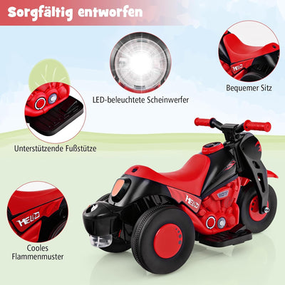 COSTWAY Kinder Motorrad, mit Seifenblasenmaschine, 6V Elektro Motorrad mit Musik und LED Scheinwerfe