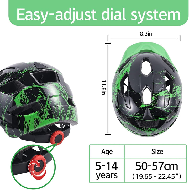 SIFVO Fahrradhelm Kinder Jungen und Mädchen 50-57cm, Kinder Fahrradhelm mit Abnehmbarem Visier Kinde