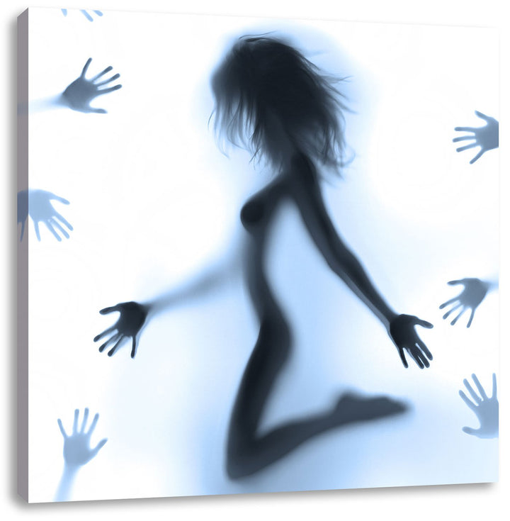 Pixxprint Schatten Einer Frau als Leinwandbild/Grösse: 70x70 cm/Wandbild/Kunstdruck/fertig bespannt,