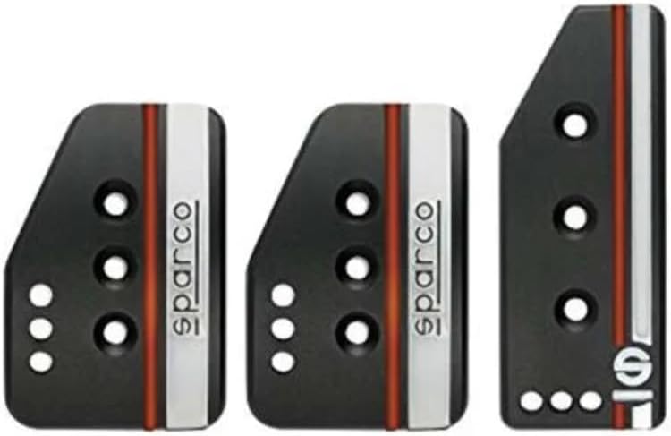 Sparco Satz Sportpedale 'Settanta' - Schwarz Aluminium + Weiss/Orange - Handgeschaltet, Schwarz Schw