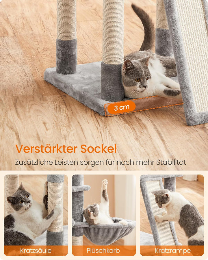 Feandrea Kratzbaum, XXL Katzenbaum, 169 cm, hellgrau PCT019W01 Hellgrau 54L x 49B x 169H cm, Hellgra