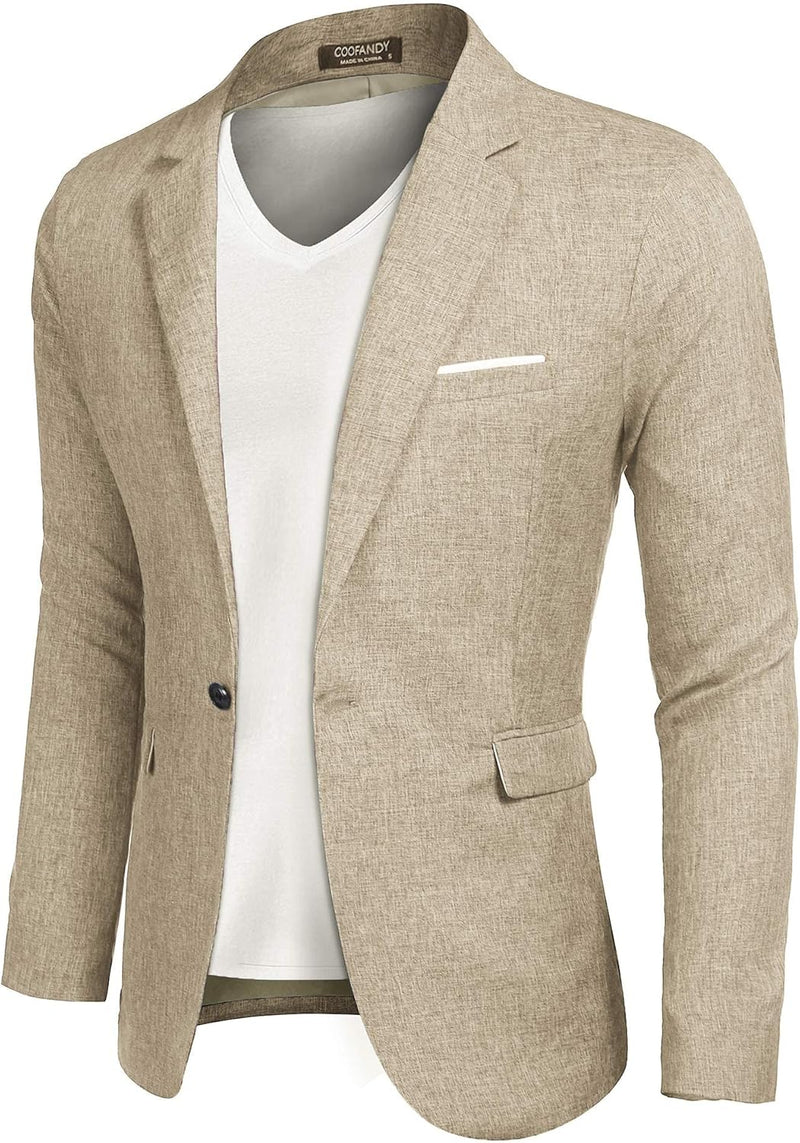 COOFANDY Herren Casual Sport Mäntel Leichter Anzug Blazer Jacken Ein Knopf XL Hellkhaki, XL Hellkhak