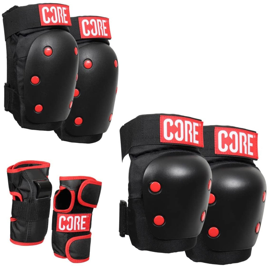Fantic26 CORE Park Street Stunt-Scooter Skate Protektoren (S, Core Triple Protektoren Set Schwarz) S