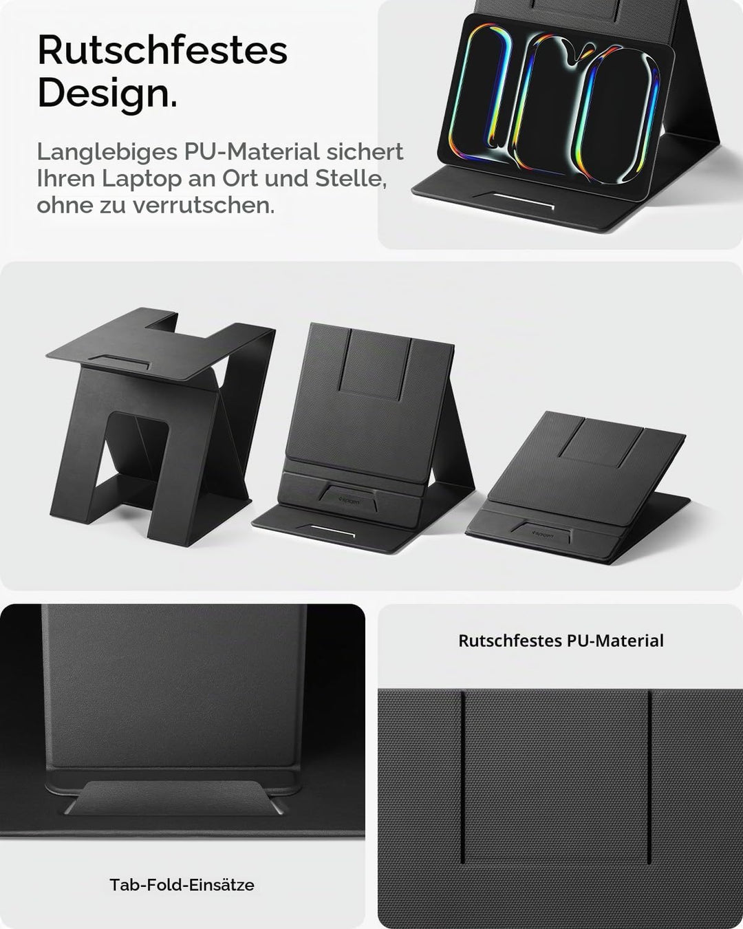 Spigen Slim Fold Laptop Ständer, Faltbare Laptop Halterung, Ergonomischer Erhöhung mit Doppelwinkel