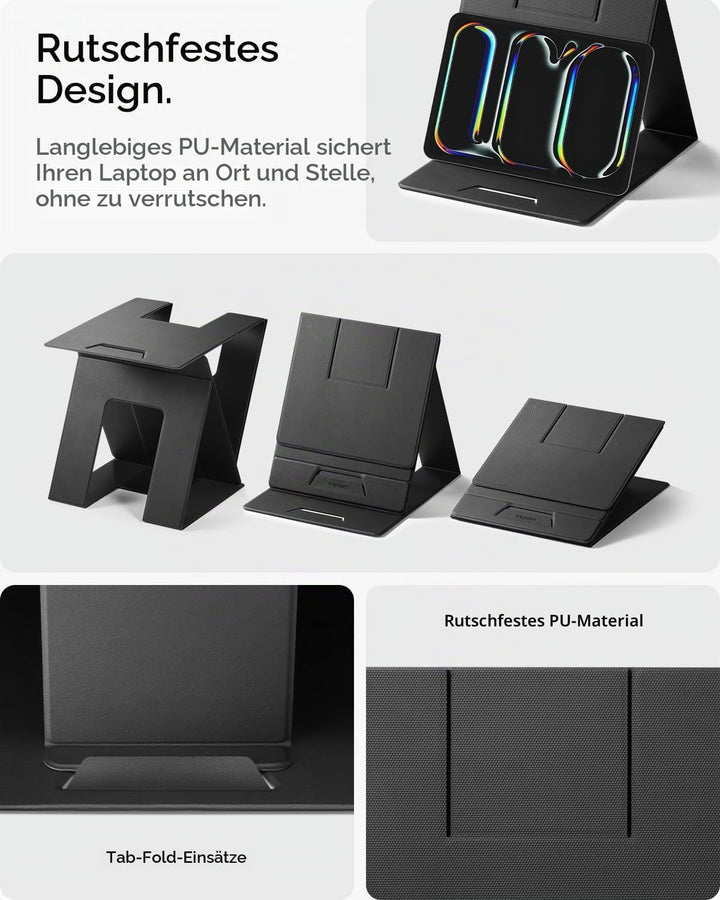 Spigen Slim Fold Laptop Ständer, Faltbare Laptop Halterung, Ergonomischer Erhöhung mit Doppelwinkel