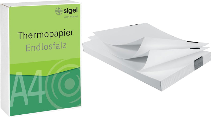 SIGEL TP111 Endlosfalz Thermopapier DIN A4, 76 g, 250 Blatt, Premium - 12 Jahre archivierbar, für al