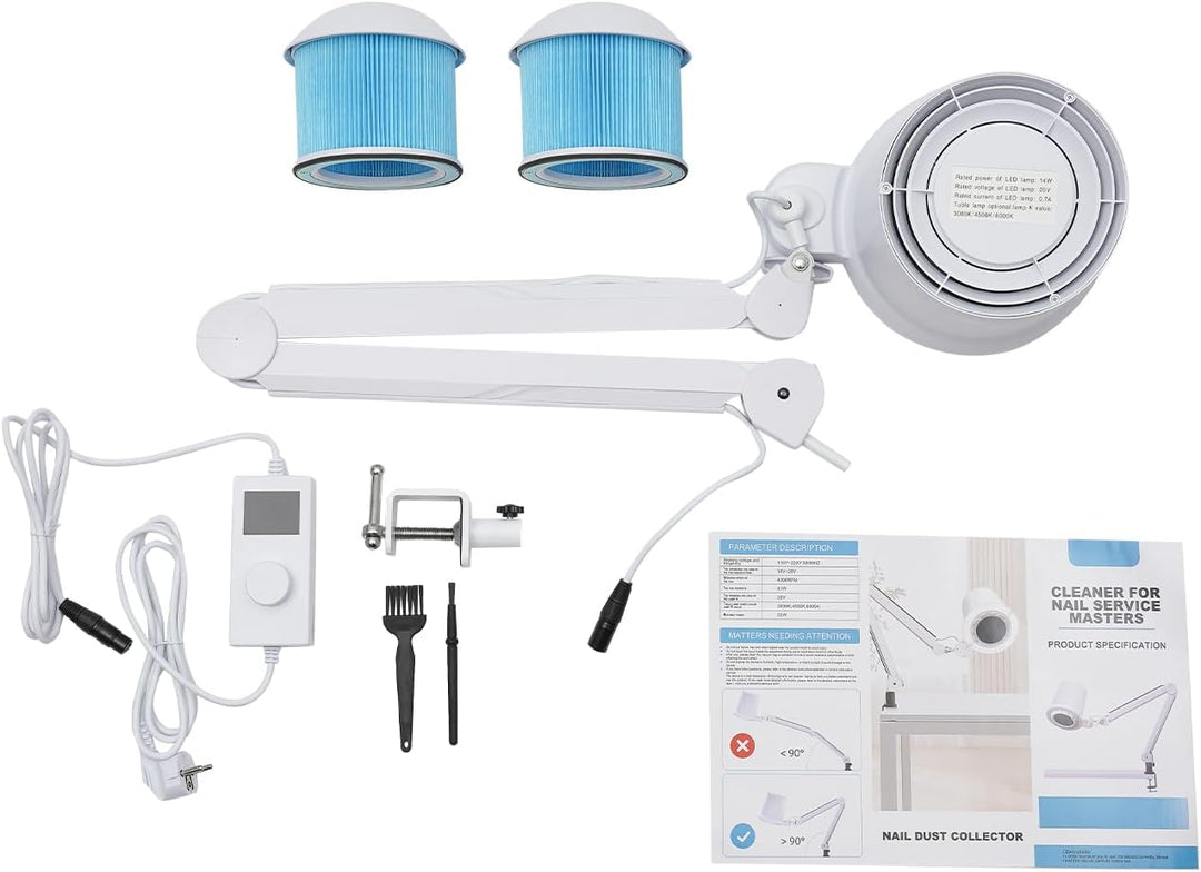 Nagelstaubsauger, 110V~250V Nagelstaubabsaugung 55W Nagelstaubsammelmaschine mit 3 Lichtfarben und 1