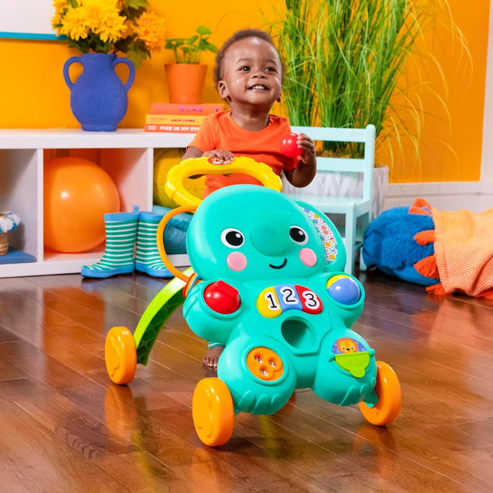Bright Starts, Rollator für die ersten Schritte, 2 in 1 mit Stroll 'n Roll Ball, Elefant mit Lichter