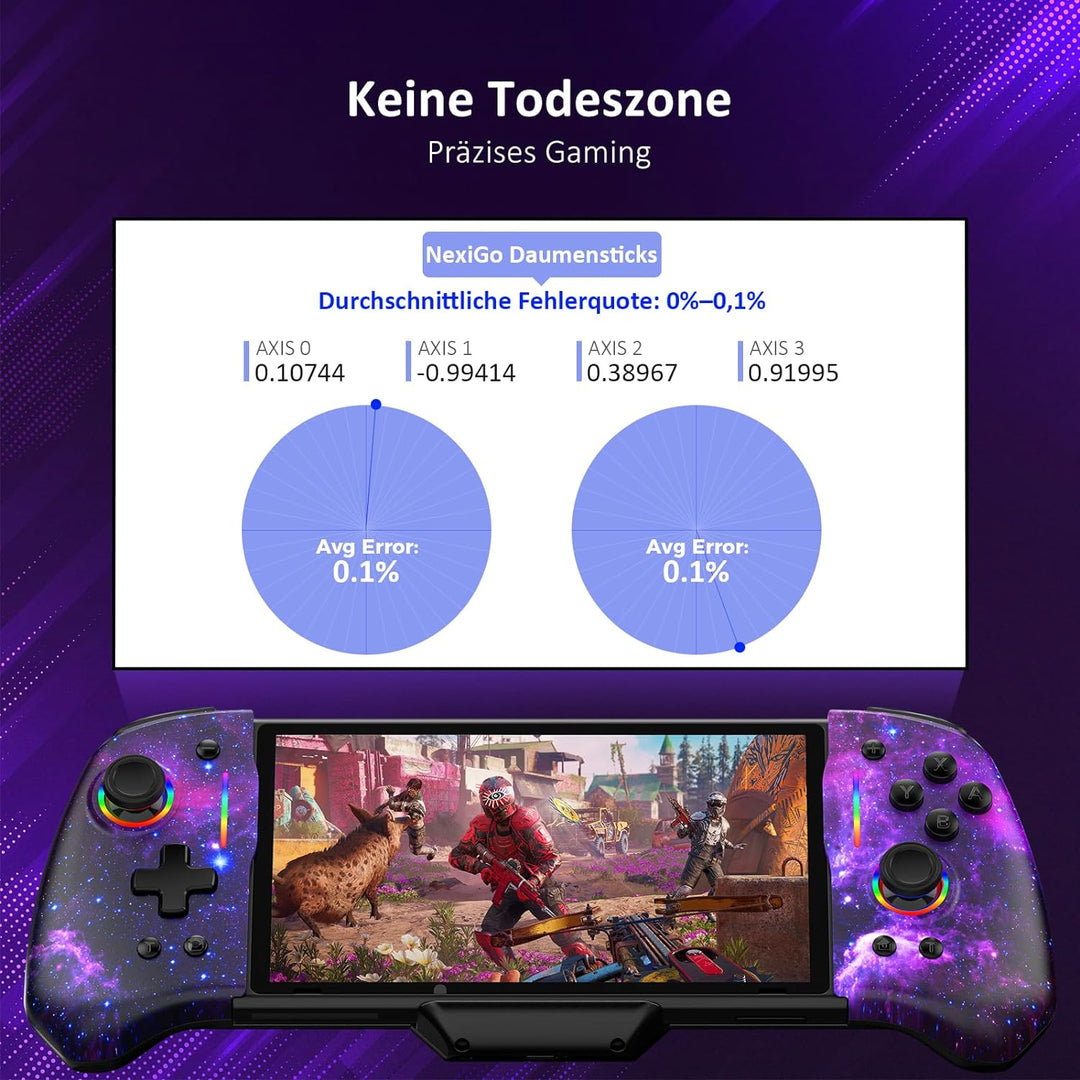 NexiGo Hall Effect Gripcon (Kein Drift, Keine Todeszone) mit Hall-Sensor-Joystick für Switch/Switch