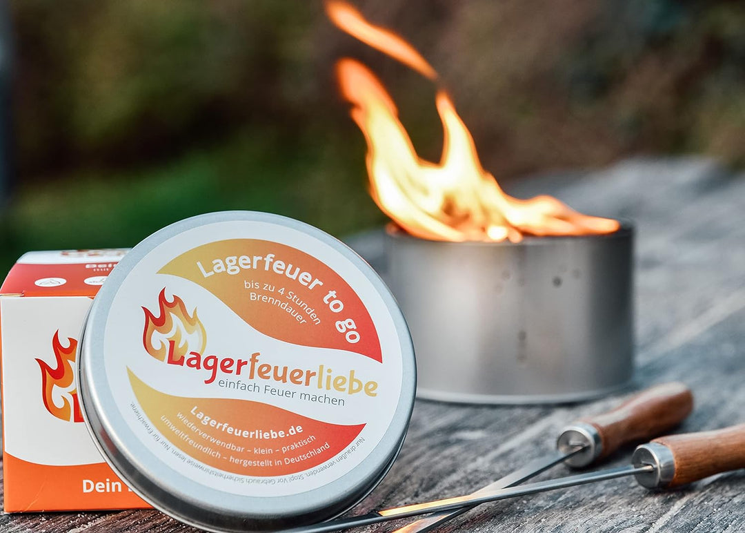 Lagerfeuerliebe® Lagerfeuer to go | bis zu 4 Std. Brenndauer | wiederverwendbar, leicht & sicher | Ø