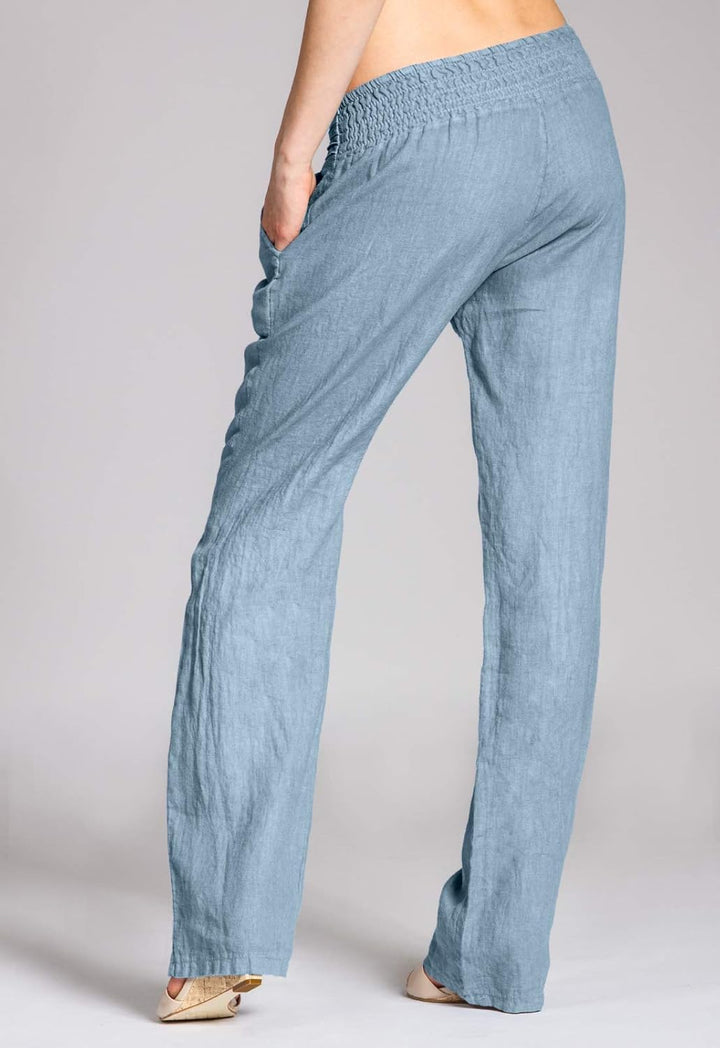 Caspar KHS020 Damen Casual Leinen Hose 34 Jeans Blau, 34 Jeans Blau