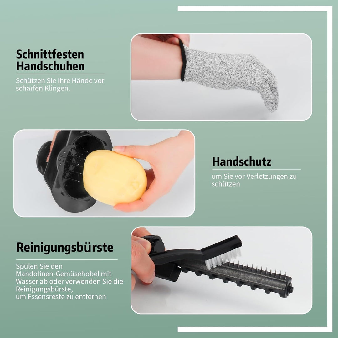 Gemüsehobel, 7-in-1 Verstellbar Mandoline Gemüsehobel, Multifunktion Scheiben, Julienne, Edelstahl G