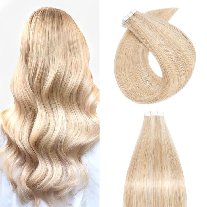 Silk-co Tape Extensions Echthaar 20stk, Haarverlängerung Tape in Extensions Echthaar, Remy Haarexten