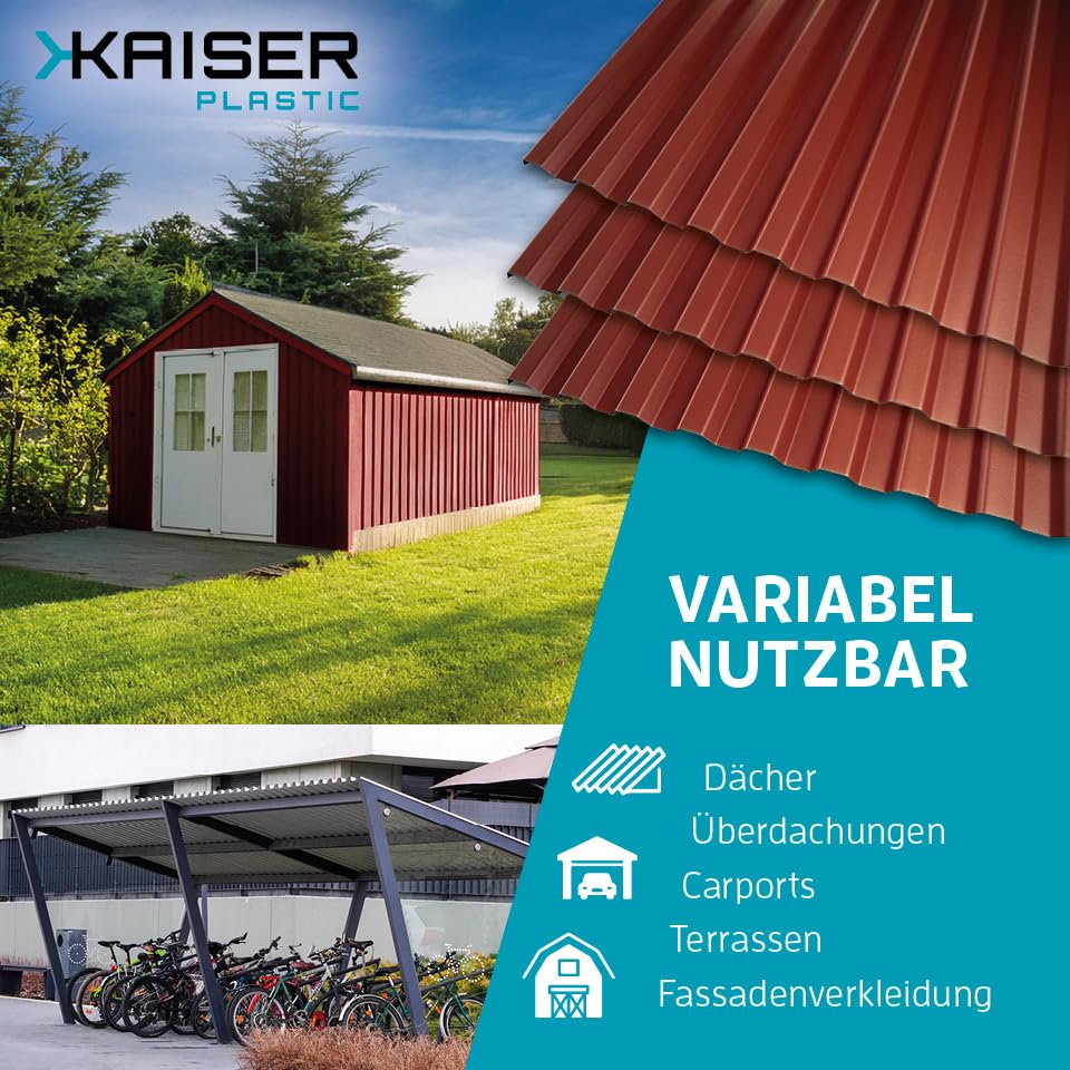 KAISER plastic® Wellplatten Ziegelrot | Wellplatten Dach, Welldach Kunststoff | Dachplatten wetterfe