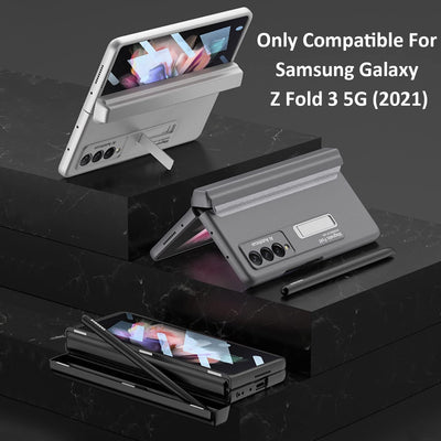 Miimall für Samsung Galaxy Z Fold 3 Hülle mit Stifthalter Ausblenden + Scharnierschutz, All-Inclusiv