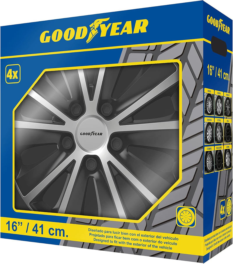 GOODYEAR GOD9055 Zweifarbig Auto Radkappen Monaco 16", Schwarzes/Silber MONACO 16" SCHWARZ/SILBER, M