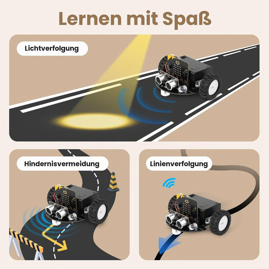 Robotik für Kinder im Alter von 8–12 Jahren 12–16, ACEBOTT Smart Robot Car Kit Kompatibel mit BBC Mi