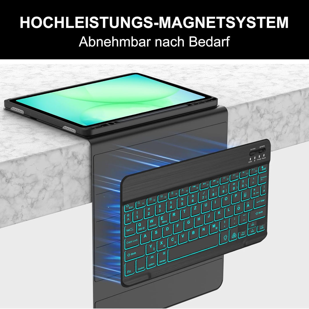 Hülle mit Tastatur für Samsung Galaxy Tab A11+ 11" (2025) & Galaxy Tab A9+ 11" (2023) – Deutsch Keyb