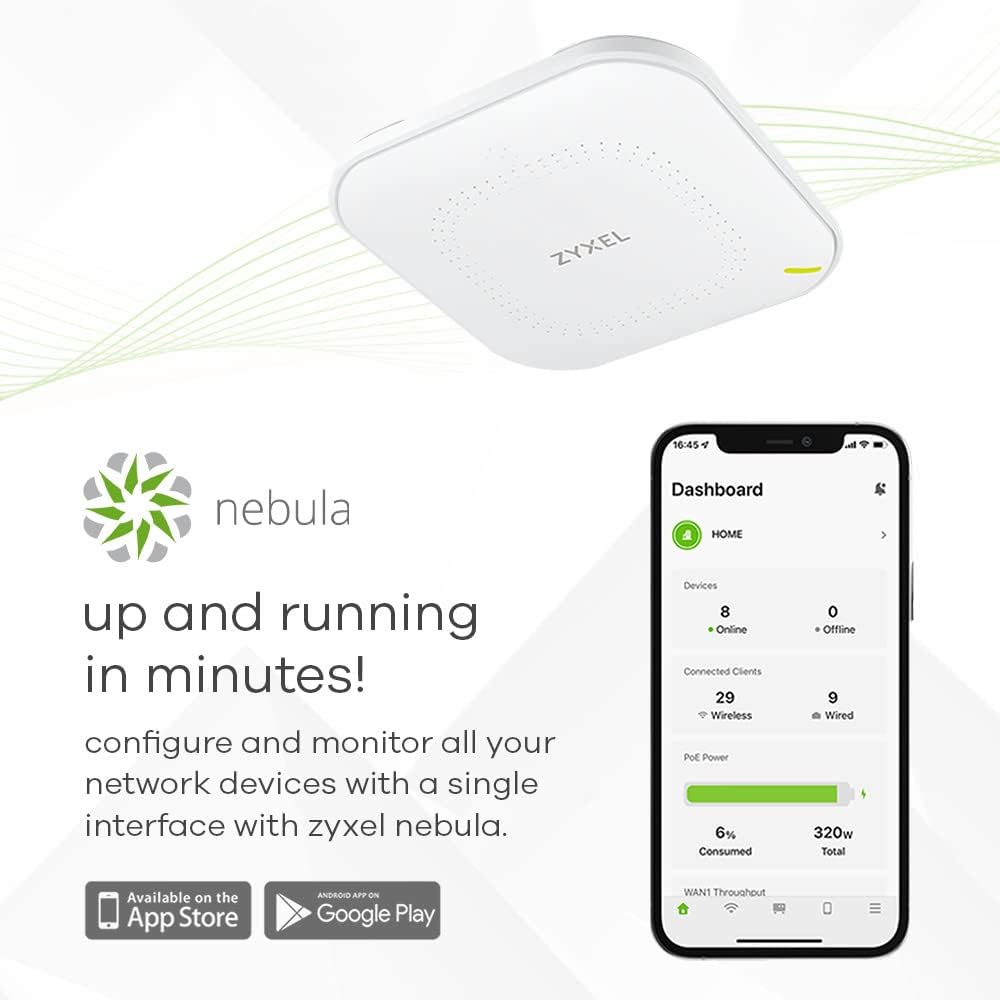 Zyxel Multi-Gig WiFi 6 AX3000 PoE Access Point für kleine Unternehmen, 2,5G PoE-Uplink, mit 3x3 + 2x