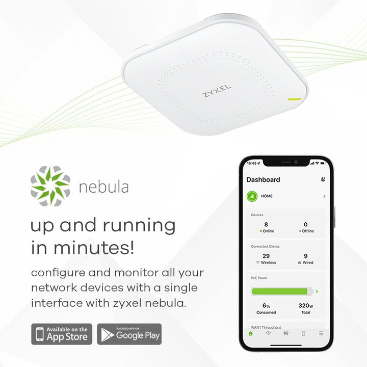Zyxel Multi-Gig WiFi 6 AX3000 PoE Access Point für kleine Unternehmen, 2,5G PoE-Uplink, mit 3x3 + 2x