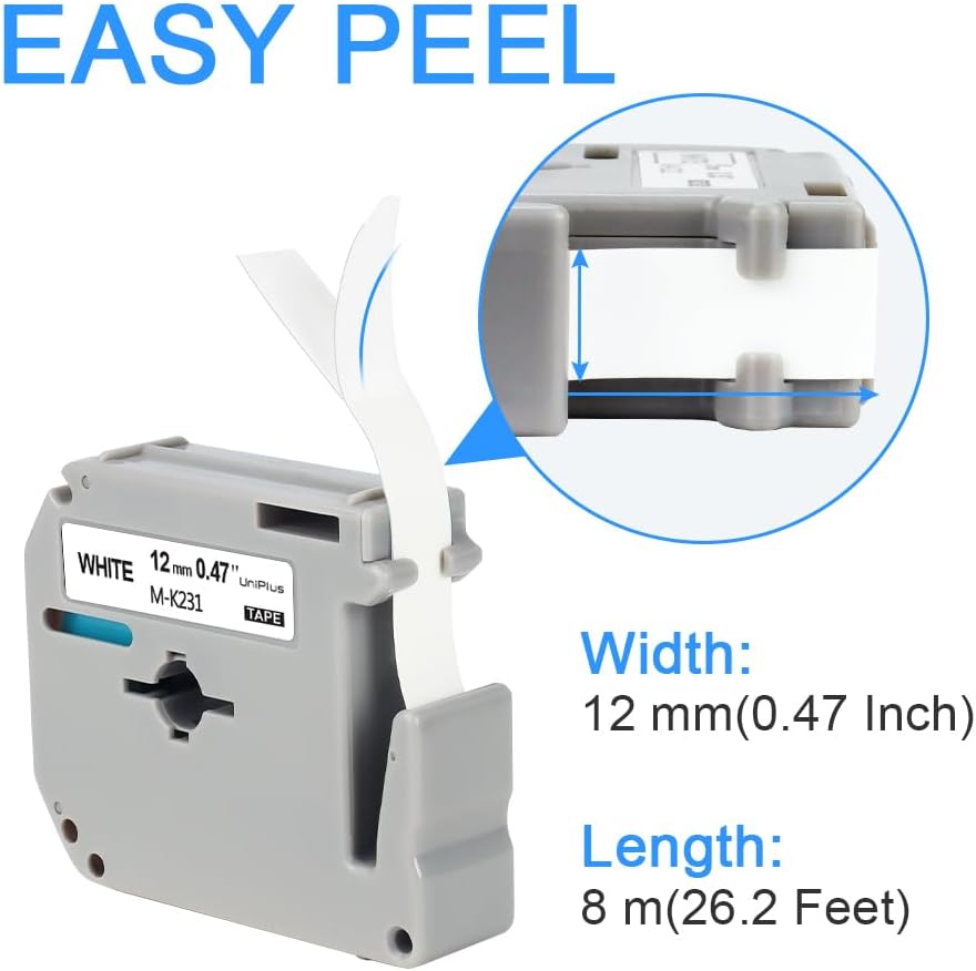 UniPlus 5x Kompatibel Schriftband Ersatz für Brother M-K231 MK231 12mm Nicht Laminiert Bänder für Br