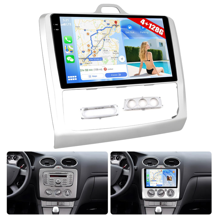 4G+128G CAMECHO Android 15 Autoradio für Ford Focus Mk2/Mk3 Exi MT 2 3 (2004-2011) mit Navi Carplay