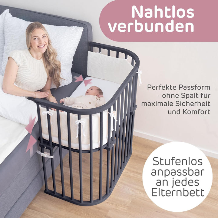 babybay Boxspring Beistellbett aus massivem Buchenholz / kompakt & verwandelbar / Kinderbett Höhe st