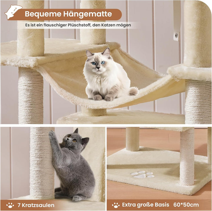 MSmask Kratzbaum gross XXL, Katzenbaum stabil mit 3 Aussichtsplattformen, Katzenkratzbaum für grosse