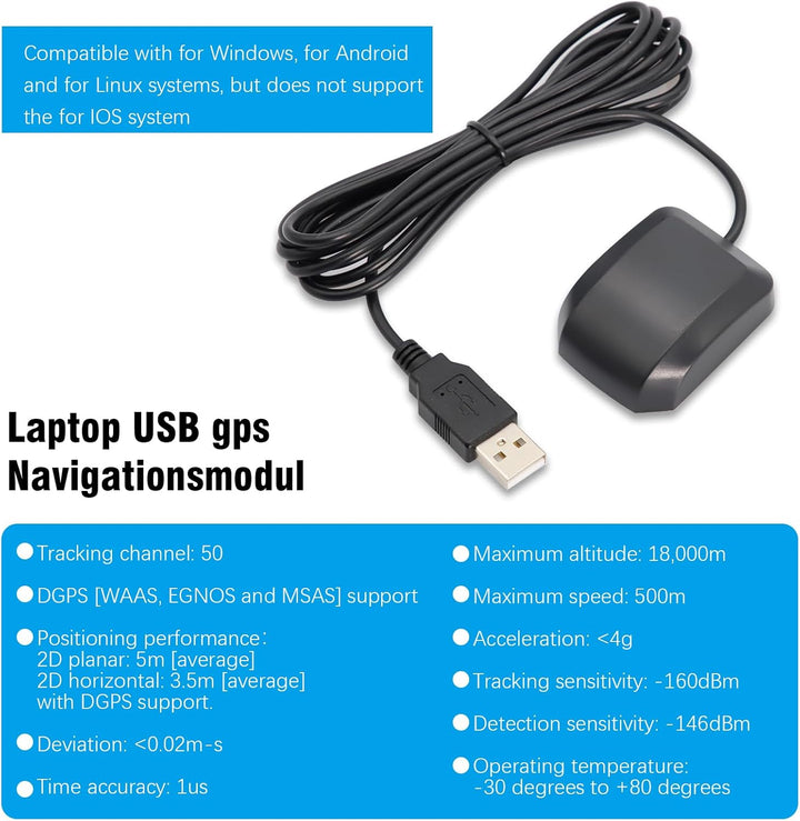 GPS USB Modul VK-162 USB GPS Receiver Water Resistant Für Laptop-PC, GPS-USB-Dongle mit Antenne, unt