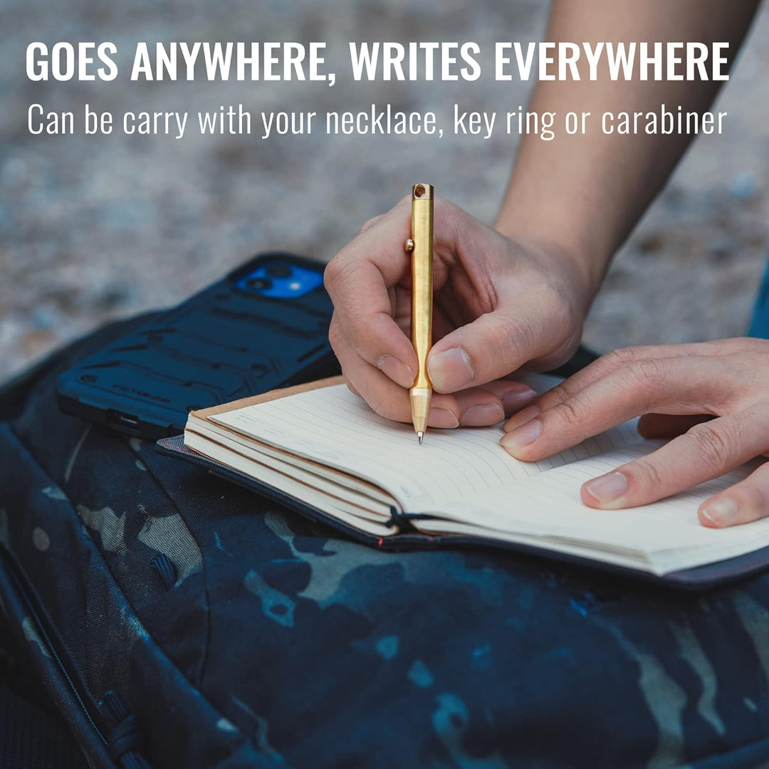 KeyUnity KP00 EDC Kugelschreiber Bolt Action Titan, Hochwertig Stift mit Minen, Taschenkugelschreibe