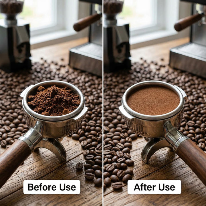 QWORK® Kaffee Tamper 51mm Set, 304 Edelstahl Einstellbarer Espresso Tamper, Kaffeestampfer mit Silik