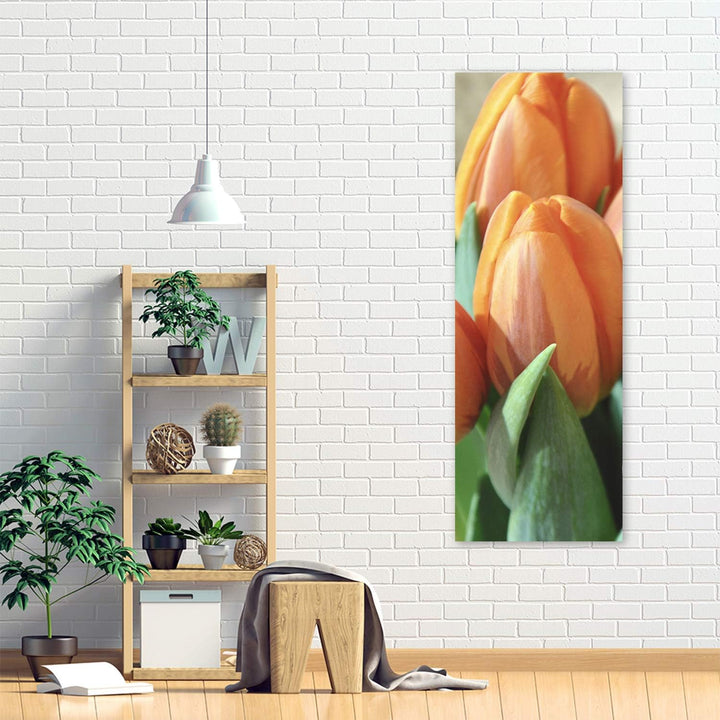 Feeby Bild auf Leinwand abstrakt Kunstdruck modern Tulpen Orange 30x90 cm Leinwandbild 30x90 cm Oran
