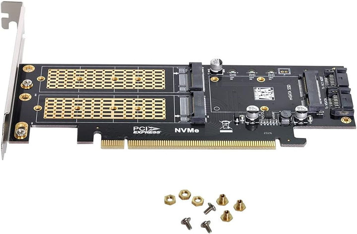 Cablecc PCI Express PCI-E 3.0 & Dual SATA auf NGFF NVME MSATA M-Key B/M-Key SSD Card Adapter 3-in-1