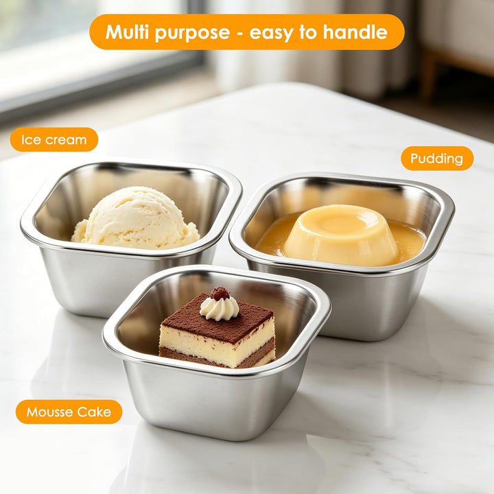 3 Stück Eisbehälter für Speiseeis, 400ml Edelstahl Eisbecher mit Silikondeckeln, Behälter für Eiscre