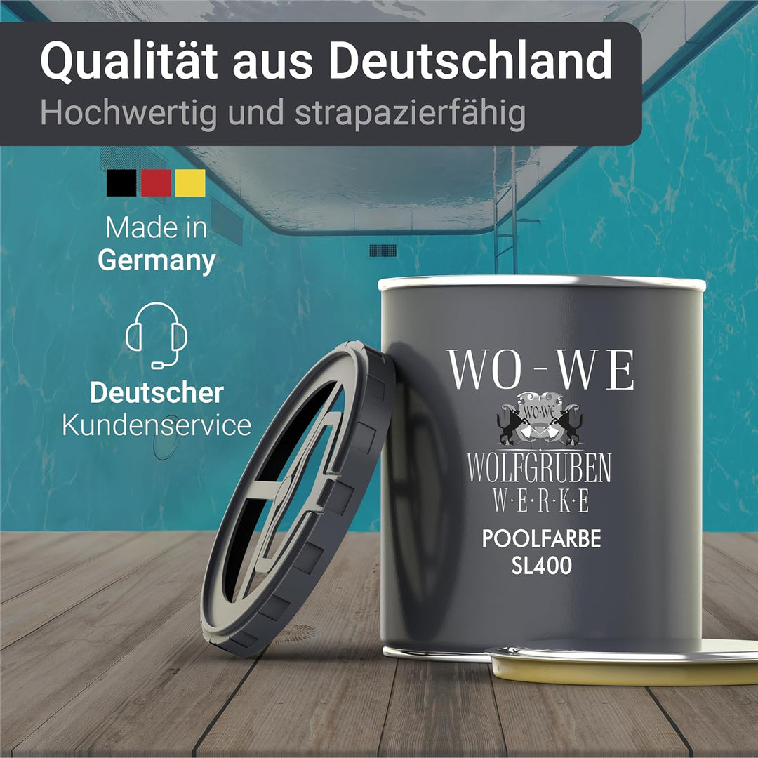 WO-WE Schwimmbadfarbe Poolfarbe Schwimmbeckenfarbe Lichtblau ähnl. RAL 5012-750ml RAL 5012 ähnl. Lic