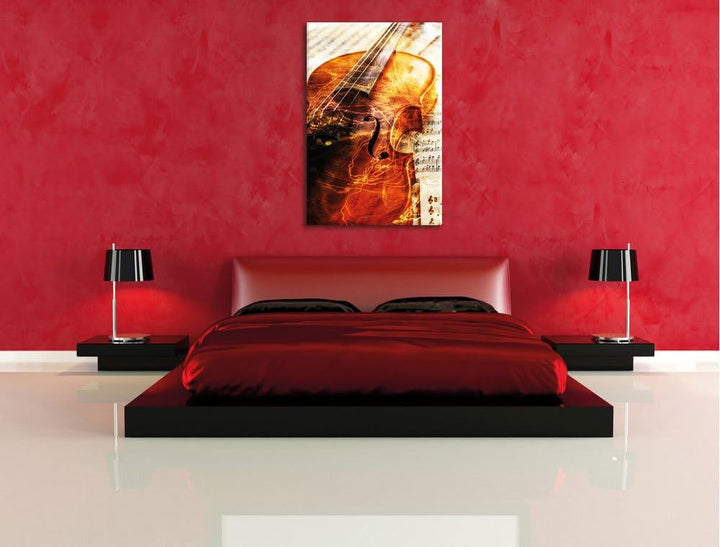 Pixxprint Geige, Format: 100x70 auf Leinwand, XXL riesige Bilder fertig gerahmt mit Keilrahmen, Kuns