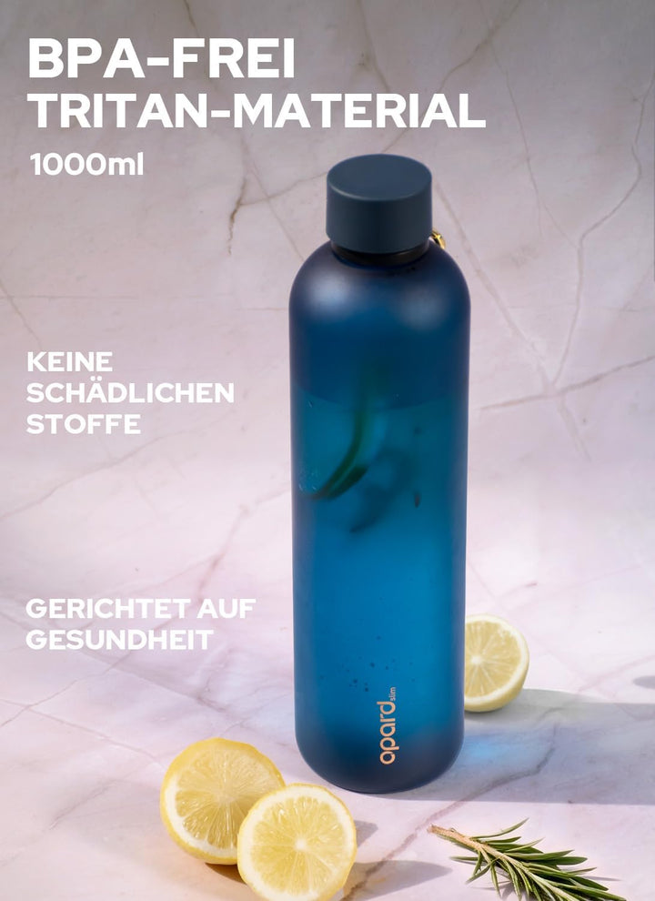 Opard Slim Trinkflasche 1l, Kohlensäure geeignet Wasserflasche, Water Bottle Spülmaschinenfest, BPA