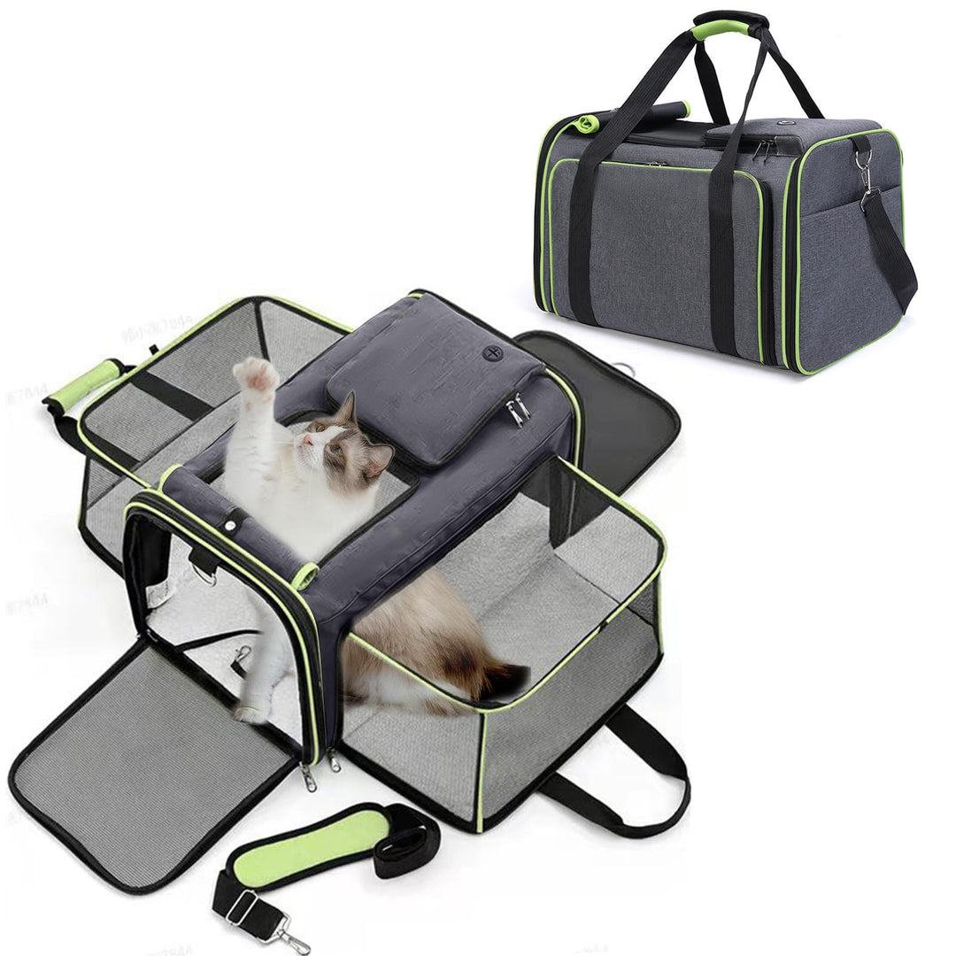 PETCUTE Faltbare Transporttasche Katze und Hund,Katzentransportbox Hundetragetasche mit Waschbare Ma
