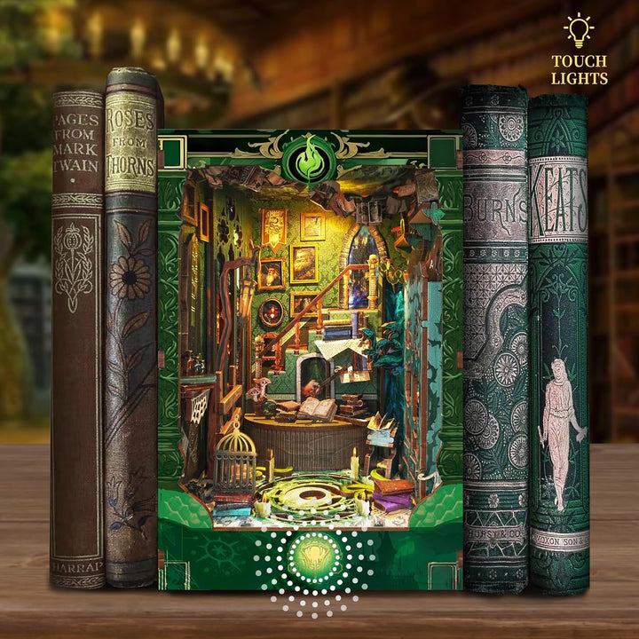 Book Nook Kit für Erwachsene: LUMYCE Holzpuzzle DIY Miniatur Haus 3D Puppenhaus - Buchstütze für Büc