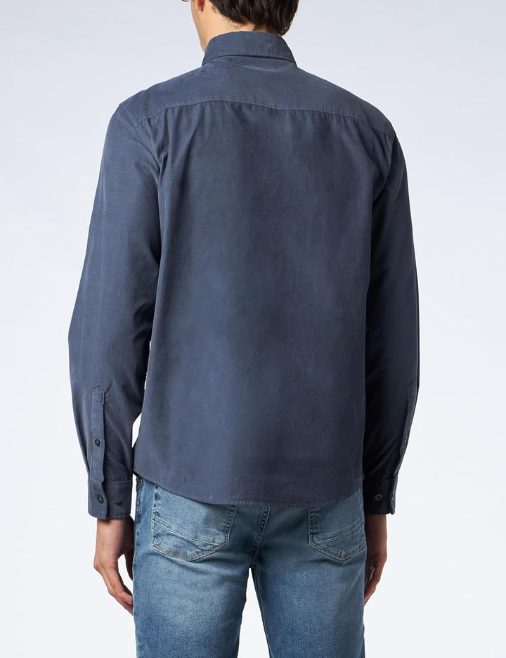 s.Oliver Herren Hemd Langarm, Regular Fit, Blue 5777