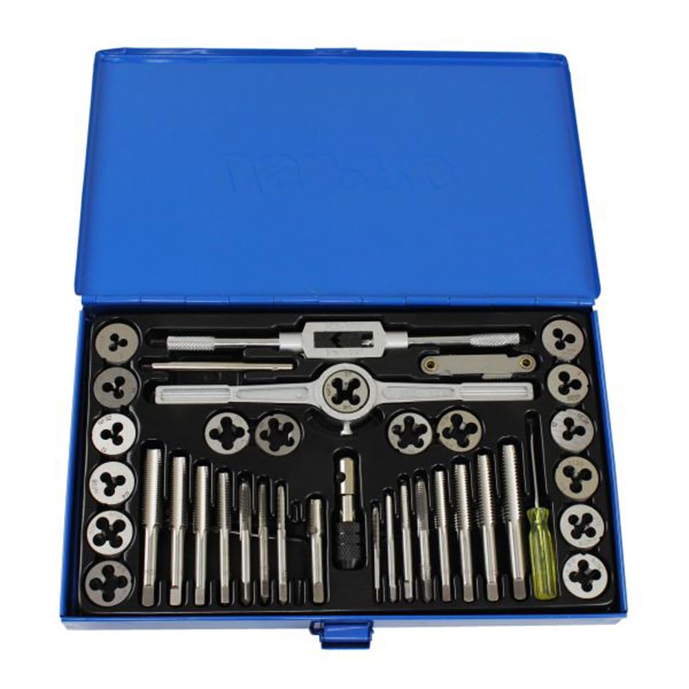 US PRO 2620 Metrisches Gewindeschneider-Set aus legiertem Stahl, M3-M12, Blau, 40-teilig
