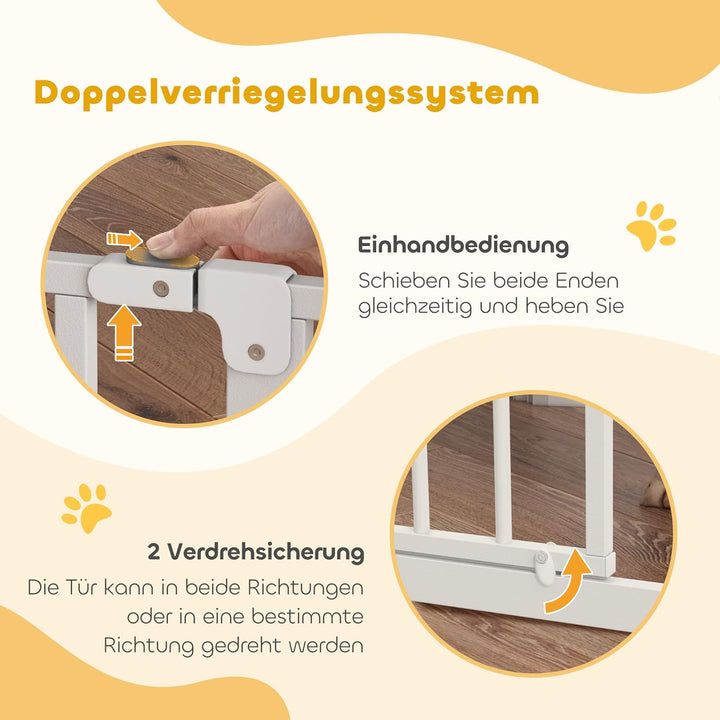 PawHut Türschutzgitter Treppenschutzgitter mit 10 cm Verlängerung Türgitter ohne Bohren Treppengitte