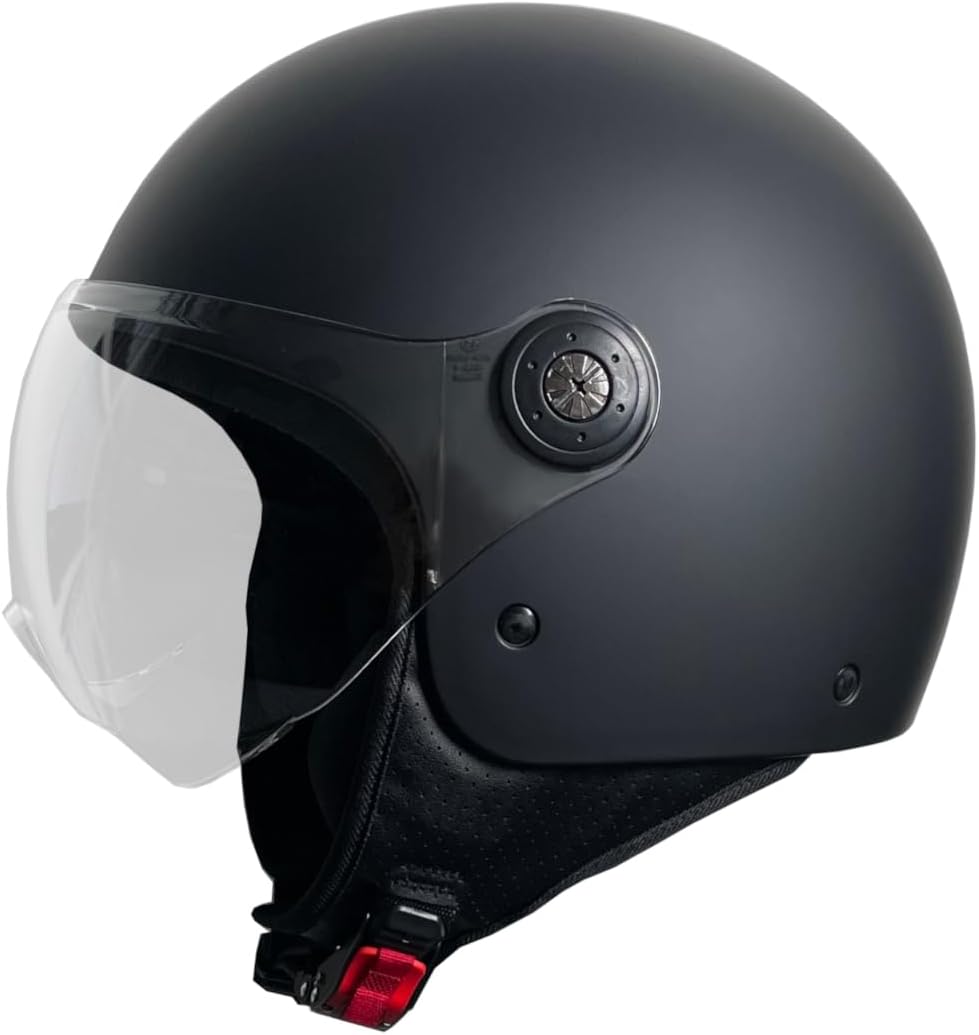 Jethelm Helm Motorradhelm RALLOX 588 Skull Grösse L matt schwarz mit Sonnenvisier, L