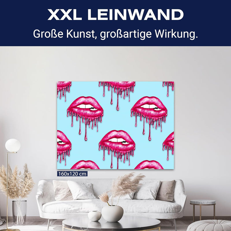 wandmotiv24 Leinwandbild 260 g/m² - Kunstdruck auf Leinwand - Wandkunst - Wandbild mit Frauen Lippen