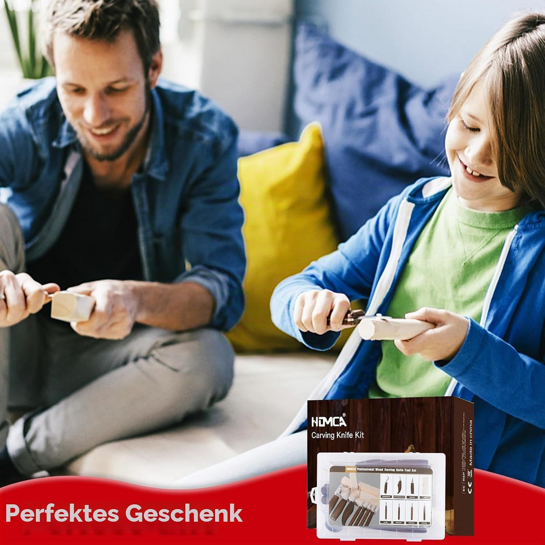 HOMCA Holz Schnitzwerkzeug Set, 23 in 1 Schnitzset mit 7 Schnitzmesser für Kinder&amp;Erwachsene, Holzwe