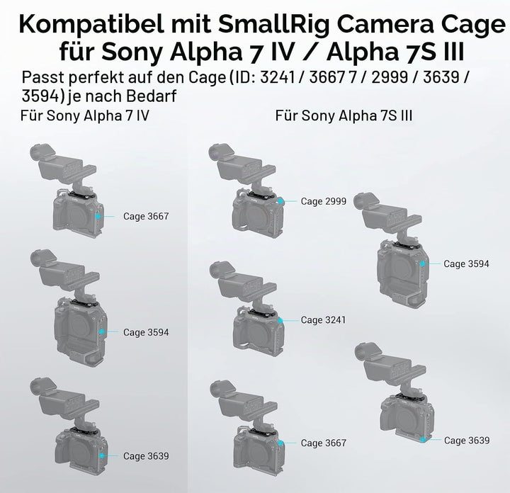 SMALLRIG Montageplatte Adapter Plate zur Befestigung FX3 / FX30 XLR-Griffs am Kamerakäfig 2999/3241