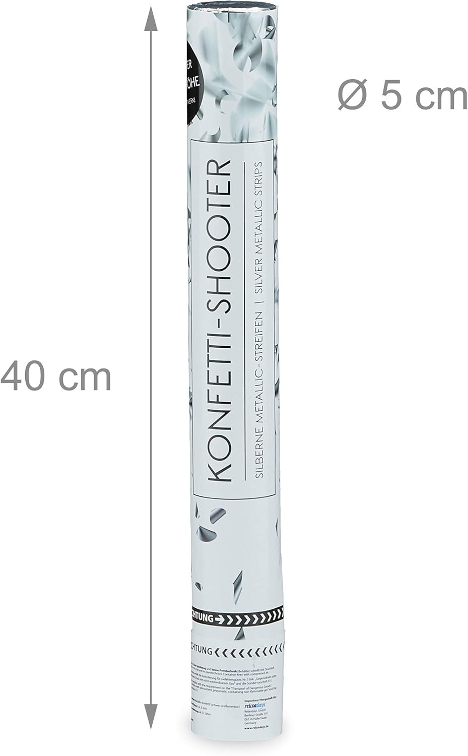 Relaxdays 10 x Party Popper 40 cm im Konfettikanonen Set, Konfetti Bombe, Konfetti Blaster 6-8 m Eff